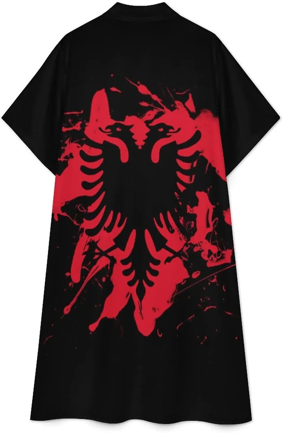 Albanian Flag Womens Button Down Shirt Dresses Simple Button Up Short Sleeve Blouse Tops