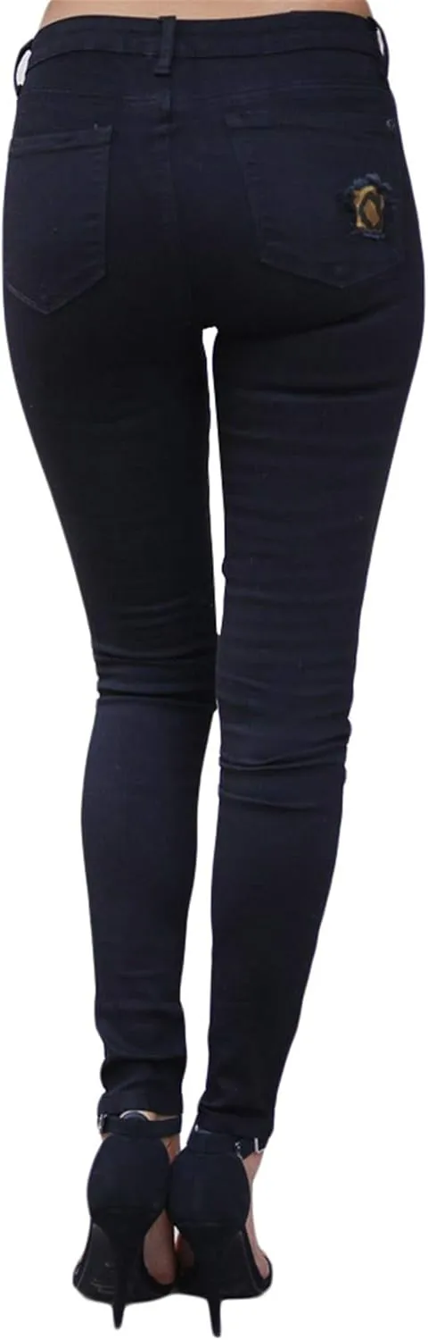 Andongnywell Women's Ripped Boyfriend Distressed Jeans Stretch Skinny with Hole Leopard with Print Patch Trousers