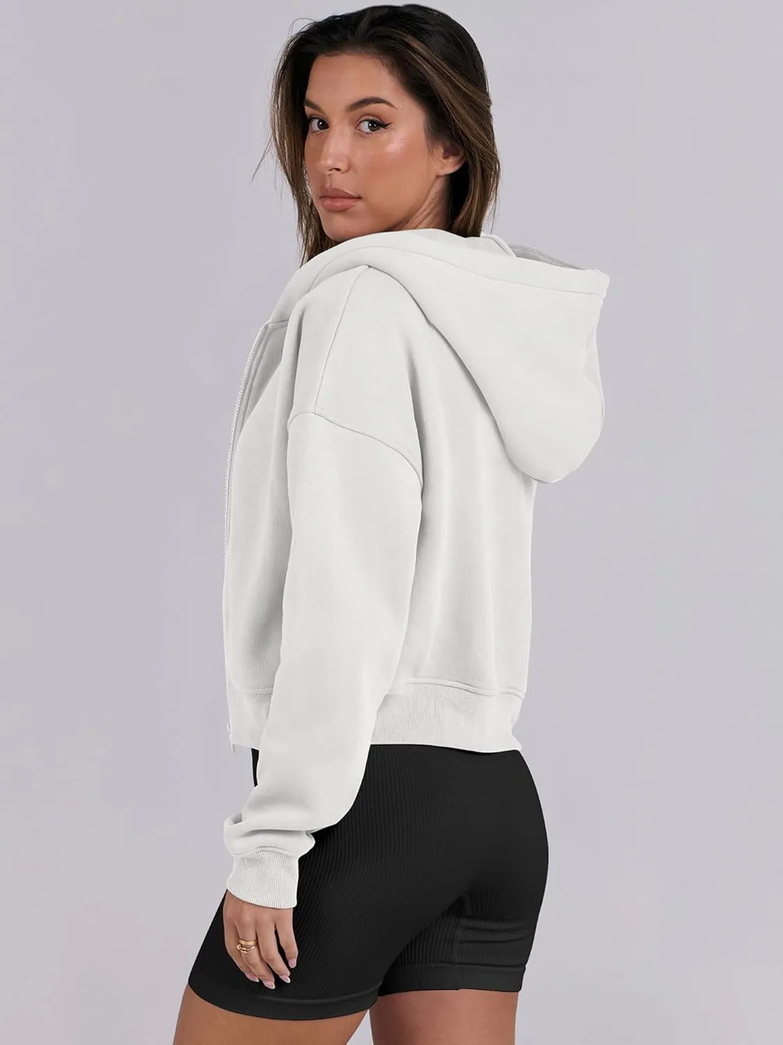 ANRABESS Womens Zip Up Crop Hoodie Sweatshirts 2024 Fall Trendy Long Sleeve Cropped Jacket Top Winter Teen Girls Clothes