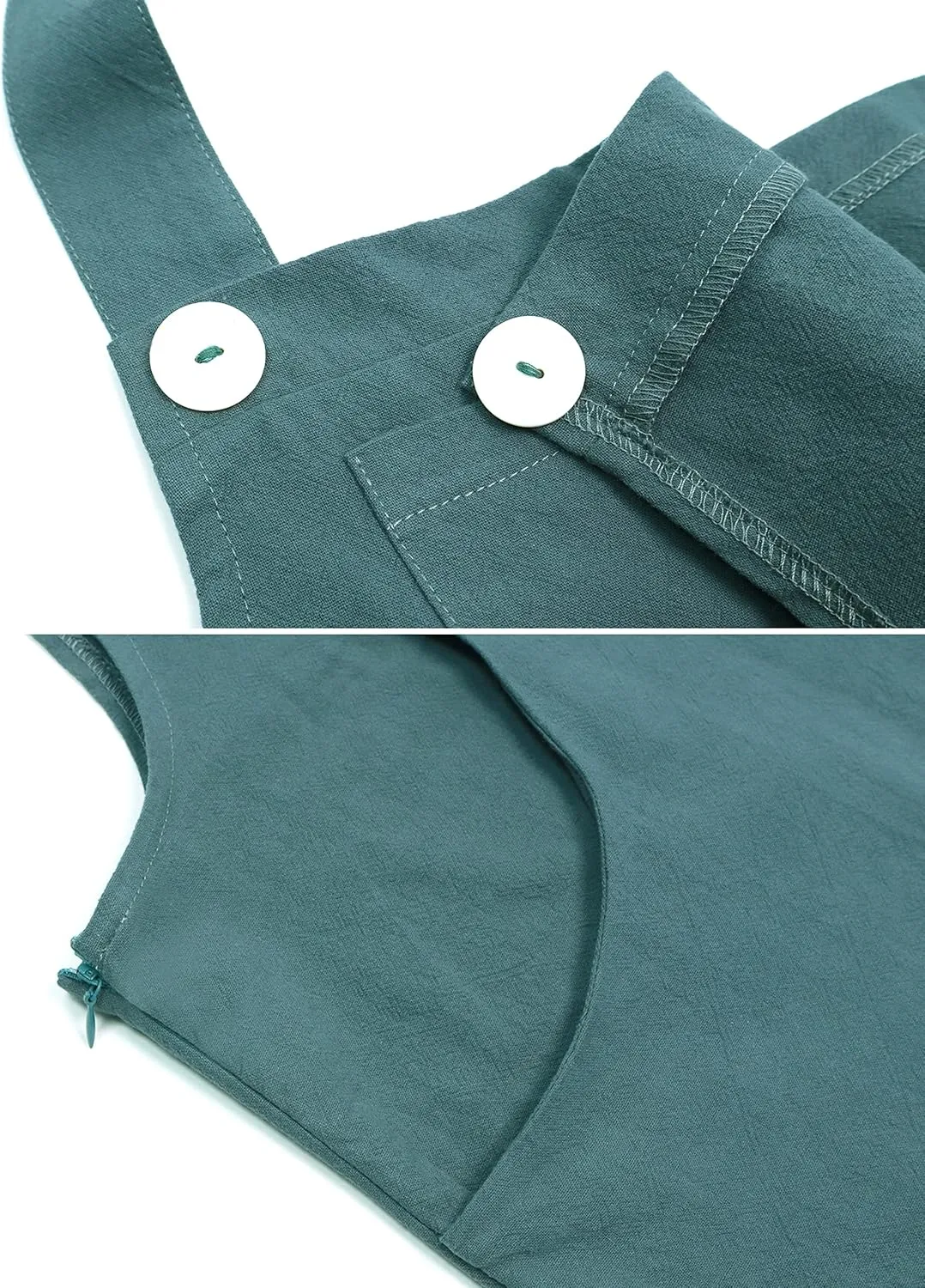 APAFES Women's Summer Cotton Linen Bib Overalls Baggy Sleeveless Adjustable Wide Leg One Piece Jumpsuits