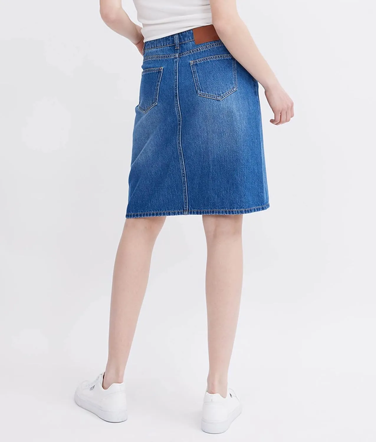 ASSUAL Women's Casual Split Front Denim Skirt High Waist Short Jean Skirts