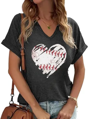 Baseball Shirts Women Baseball Mom Tshirt Baseball Game Day Graphic Tee Funny Short Sleeve Tops