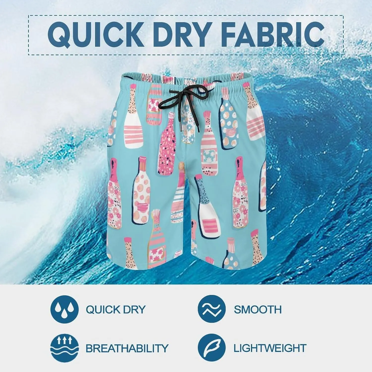 Beach Shorts for Men Pattern Funny Ghosts Hawaiian Swim Board Shorts Mesh Lining Swimming Trunks Pocket