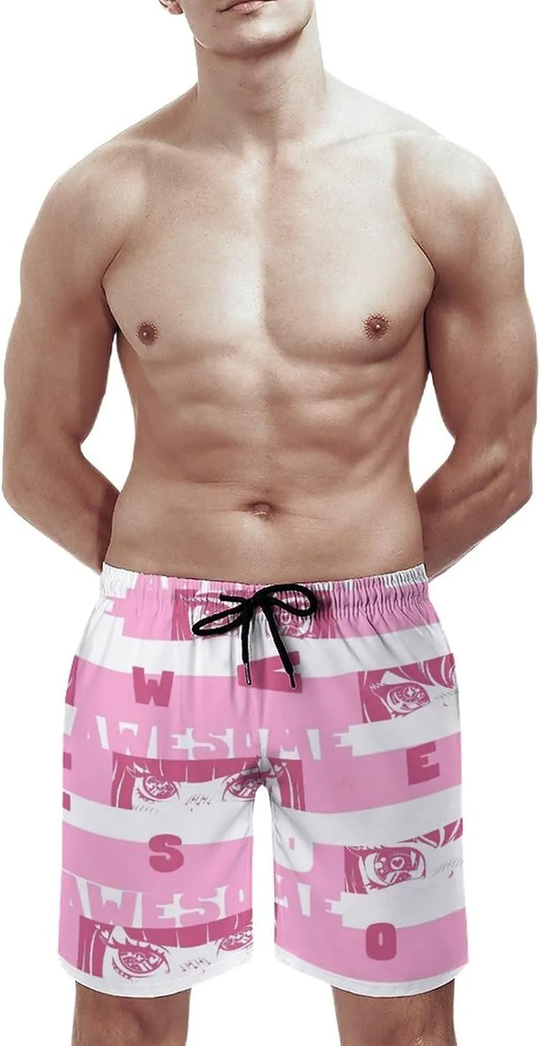 Beach Shorts for Men Pattern Funny Ghosts Hawaiian Swim Board Shorts Mesh Lining Swimming Trunks Pocket