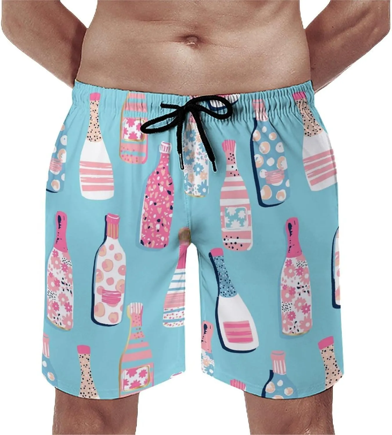 Beach Shorts for Men Pattern Funny Ghosts Hawaiian Swim Board Shorts Mesh Lining Swimming Trunks Pocket