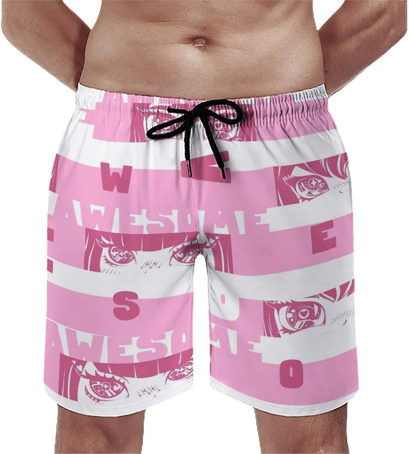 Beach Shorts for Men Pattern Funny Ghosts Hawaiian Swim Board Shorts Mesh Lining Swimming Trunks Pocket