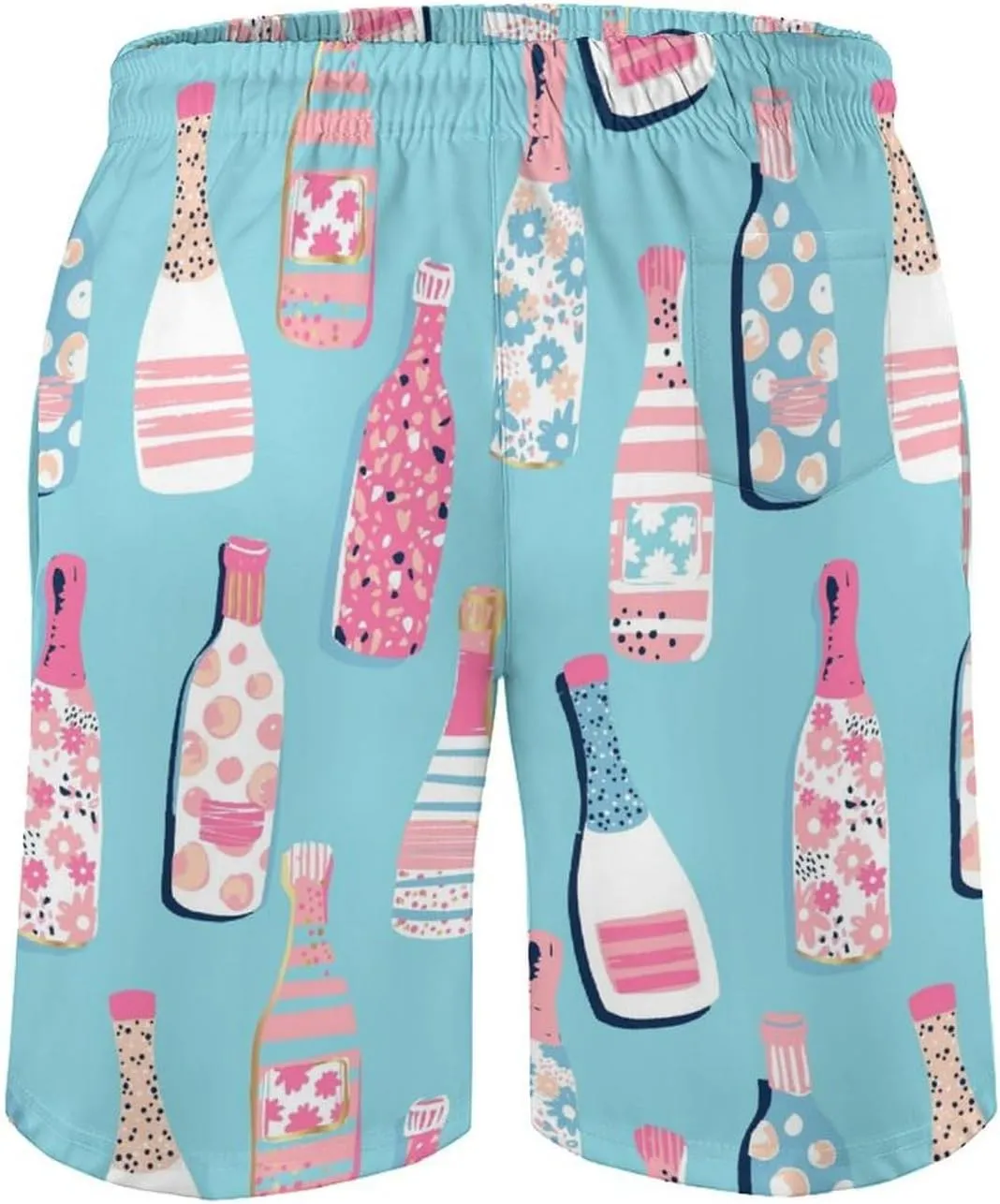 Beach Shorts for Men Pattern Funny Ghosts Hawaiian Swim Board Shorts Mesh Lining Swimming Trunks Pocket