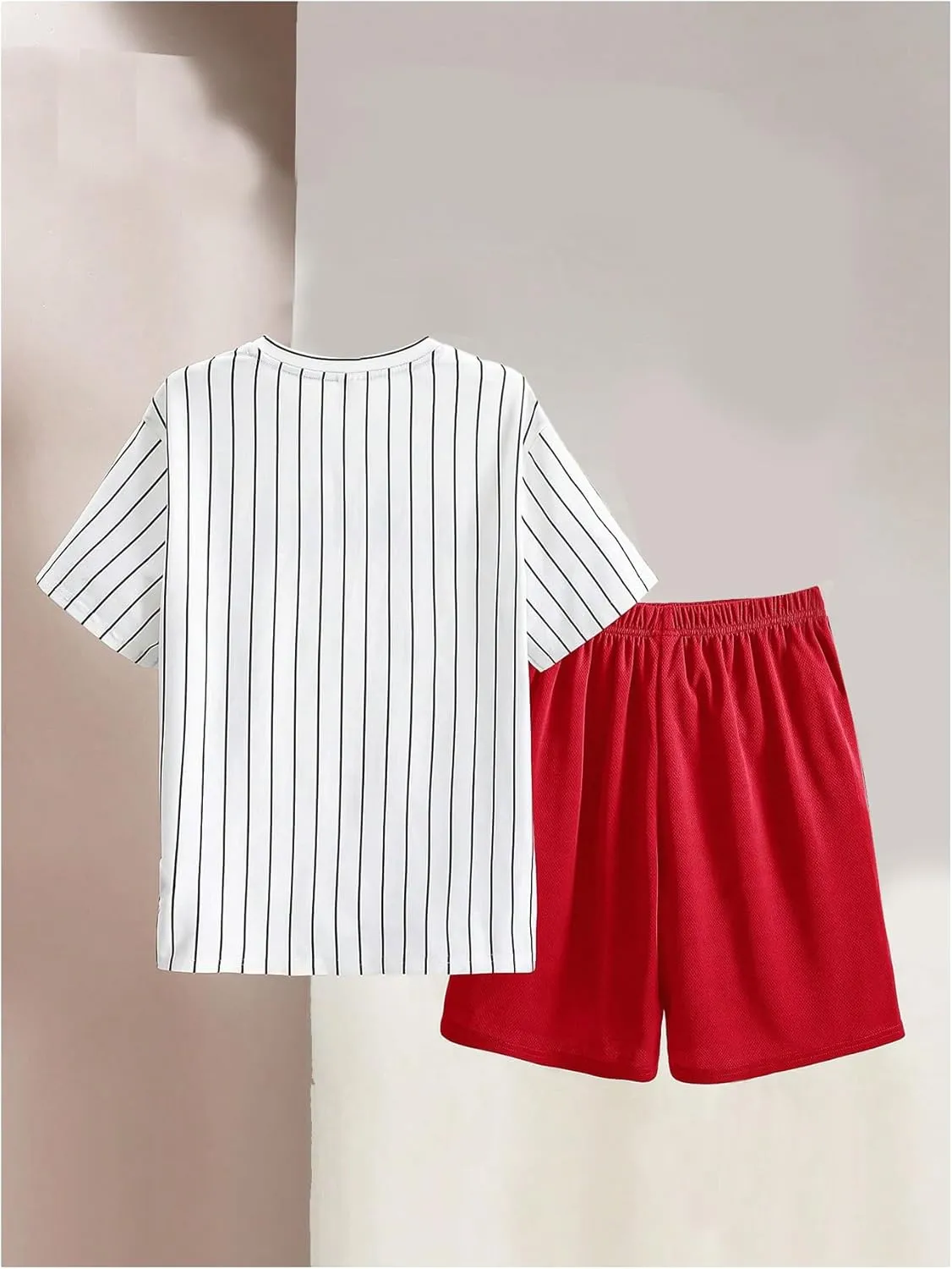 Boy's 2 Peice Summer Shorts Set Letter Graphic Print Short Sleeve T Shirt and Cargo Shorts Set