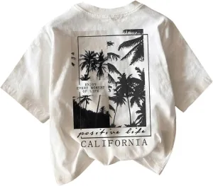 Boy's Short Sleeve Tropical Graphic Tee Tops Casual Crew Neck T Shirt Loose Summer Tops