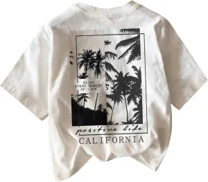 Boy's Short Sleeve Tropical Graphic Tee Tops Casual Crew Neck T Shirt Loose Summer Tops