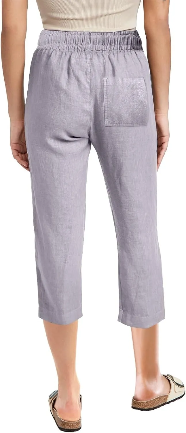 Casual Capris for Women Leg Pants Fashion Drawstring Elastic Trousers Comfy Straight Leg Long Pants with Pockets