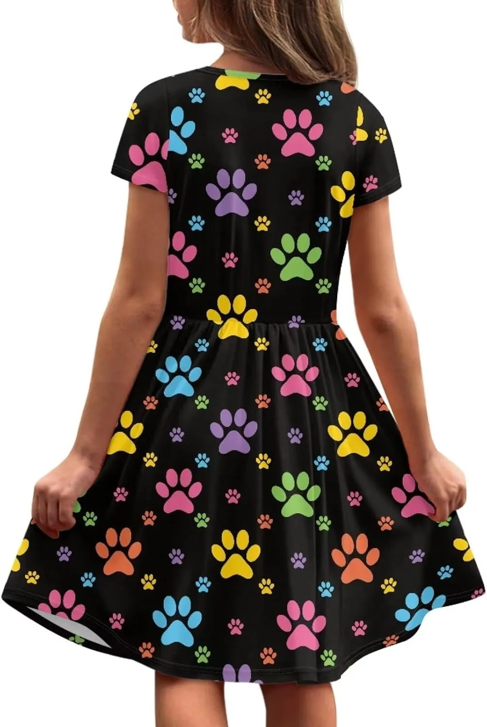 Casual Short Sleeve Dresses for Teen Girls Cute Skater Dresses Summer Outfits for 3-14 Years Old