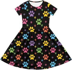 Casual Short Sleeve Dresses for Teen Girls Cute Skater Dresses Summer Outfits for 3-14 Years Old