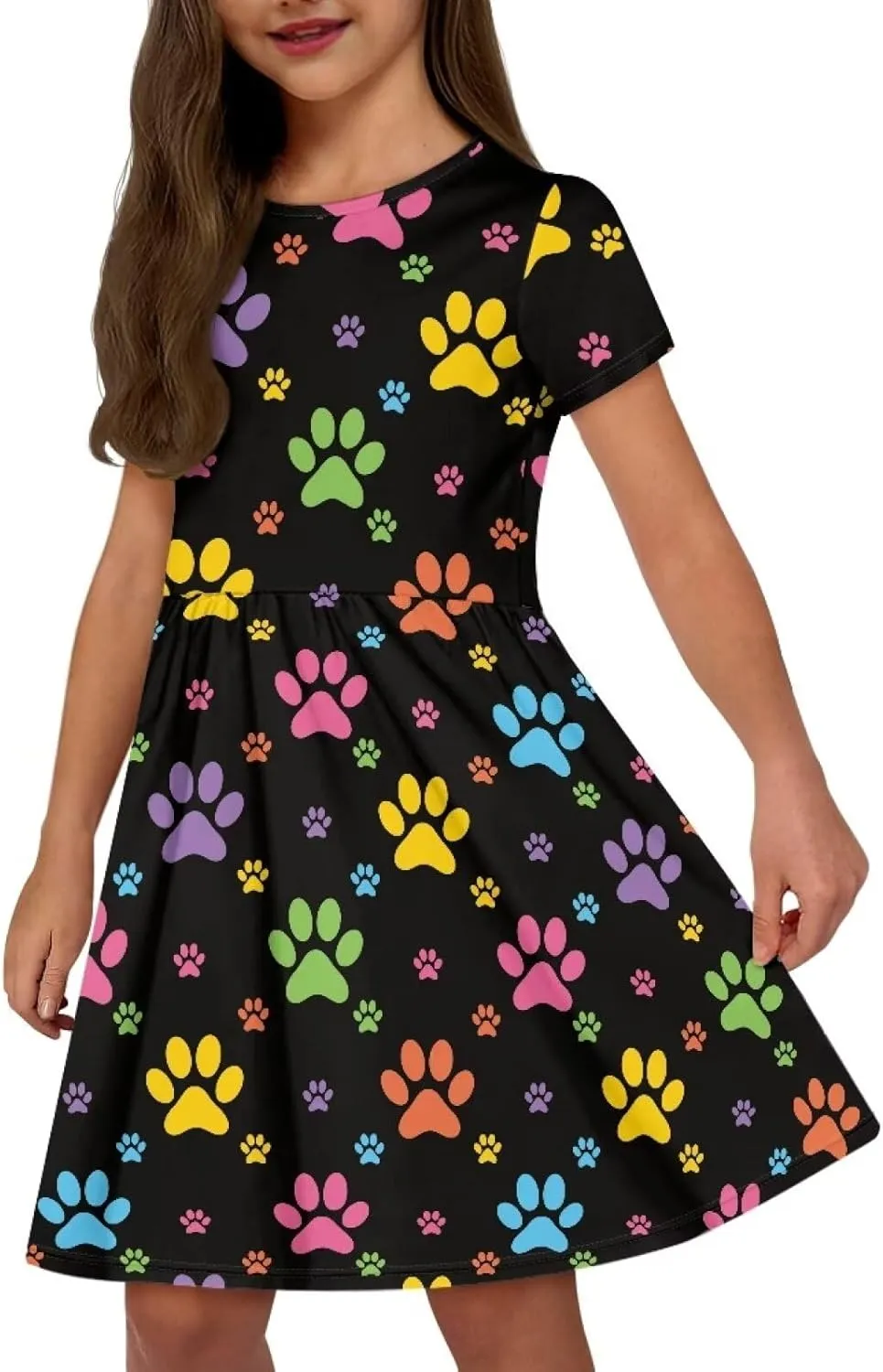 Casual Short Sleeve Dresses for Teen Girls Cute Skater Dresses Summer Outfits for 3-14 Years Old