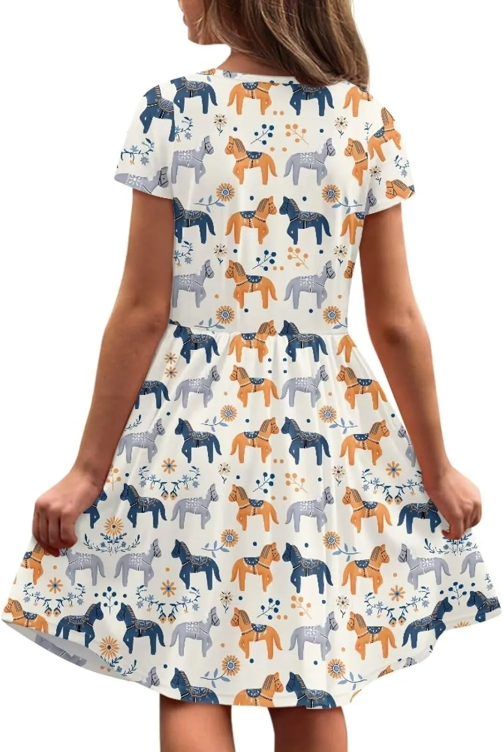 Casual Short Sleeve Dresses for Teen Girls Cute Skater Dresses Summer Outfits for 3-14 Years Old