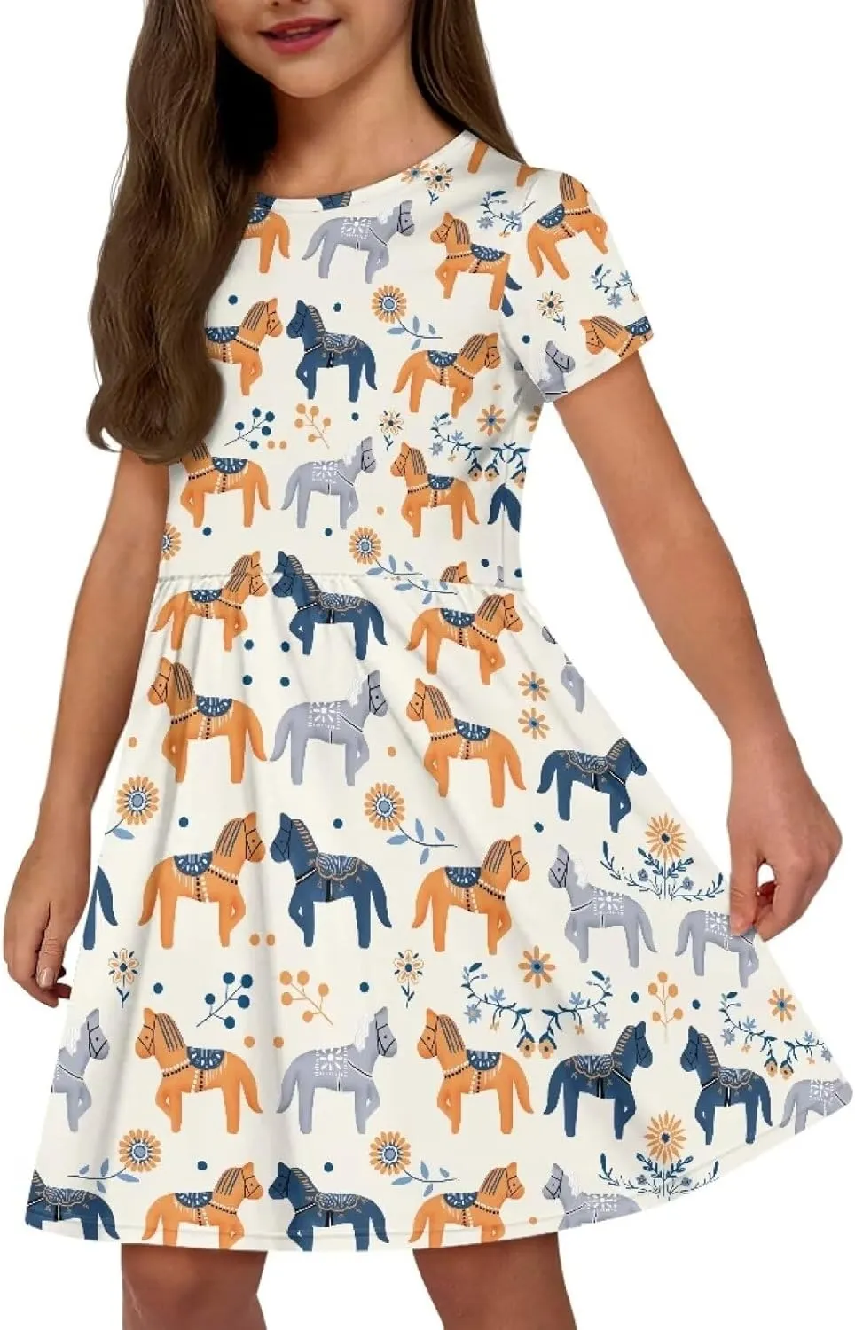 Casual Short Sleeve Dresses for Teen Girls Cute Skater Dresses Summer Outfits for 3-14 Years Old