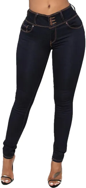 CHARTOU Women's Mid Rise Stretchy Skinny Tapered Leg Denim Jeans Pants