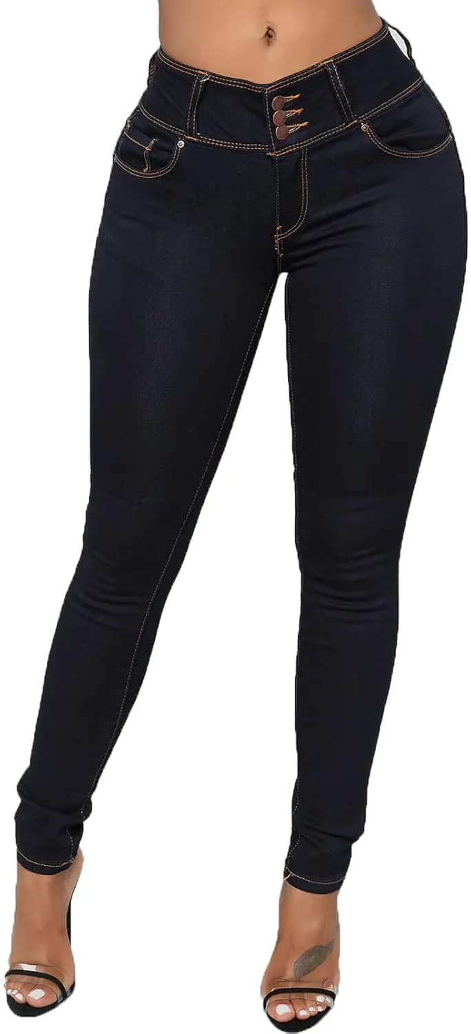 CHARTOU Women's Mid Rise Stretchy Skinny Tapered Leg Denim Jeans Pants