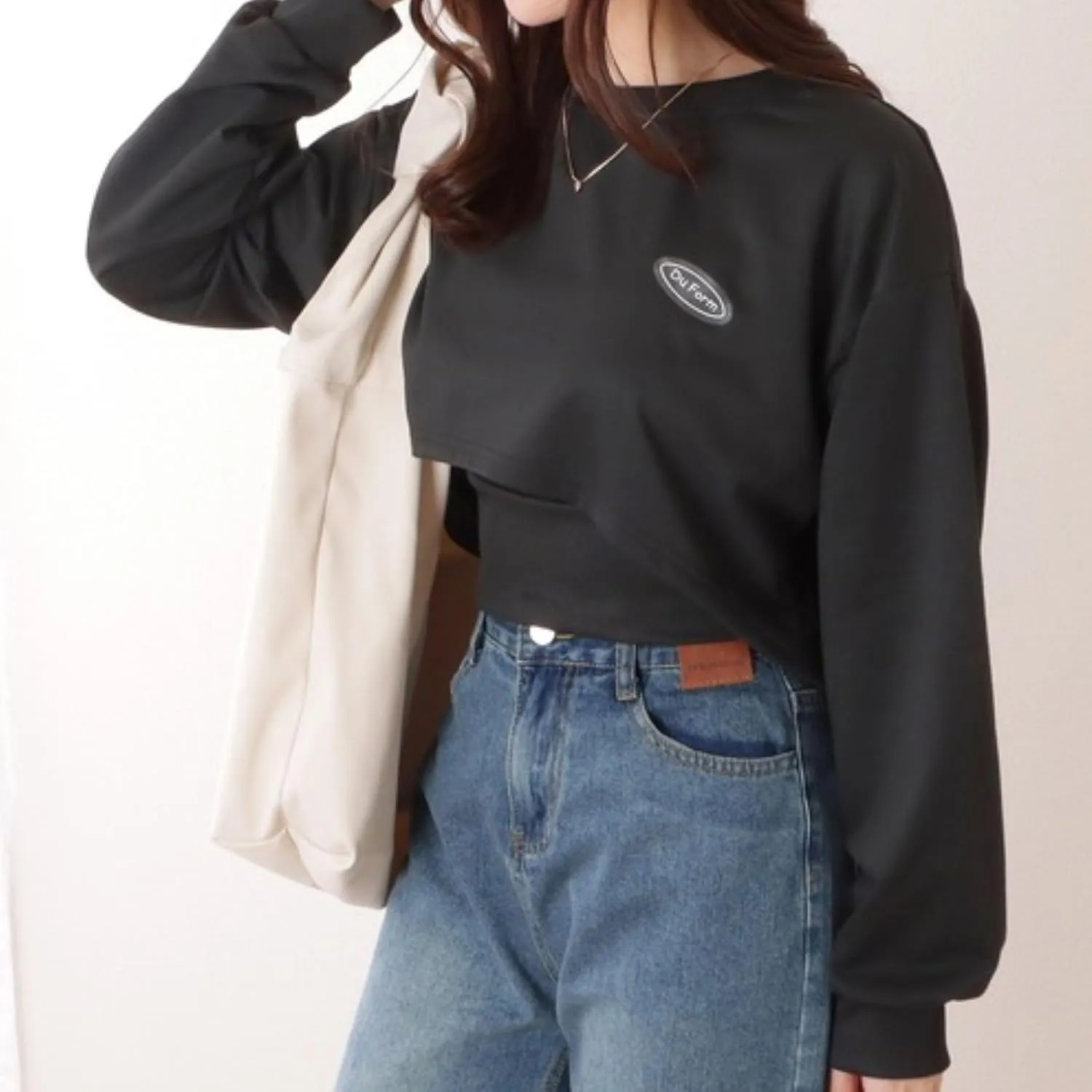 Chevara Womens Cropped Sweatshirts Batwing Sleeve Crew Neck Pullover Crop Tops