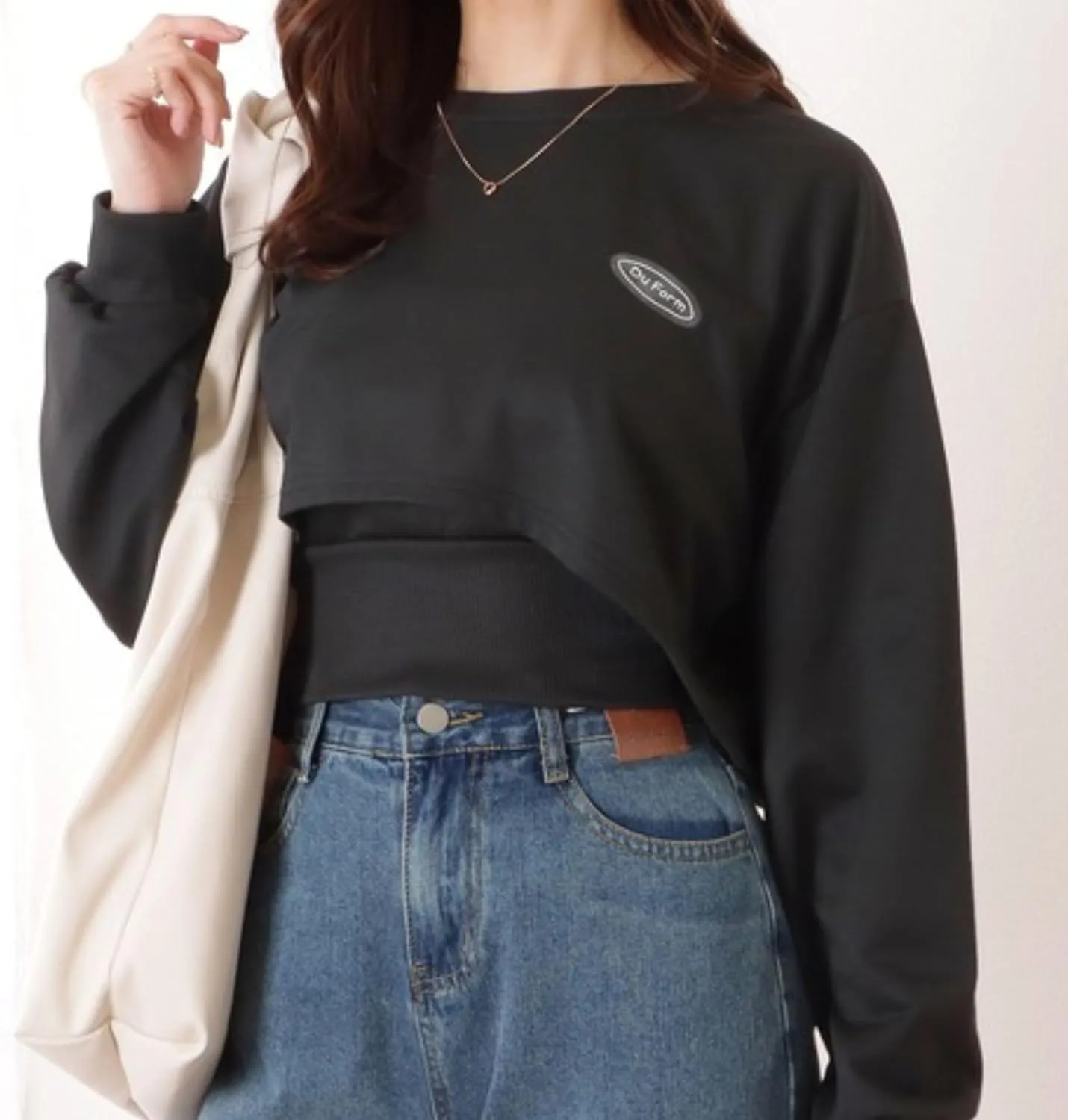 Chevara Womens Cropped Sweatshirts Batwing Sleeve Crew Neck Pullover Crop Tops