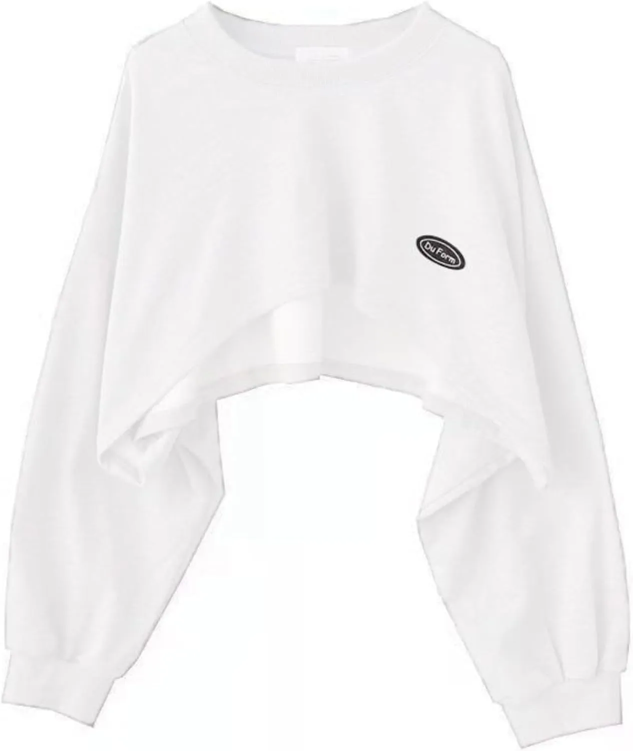Chevara Womens Cropped Sweatshirts Batwing Sleeve Crew Neck Pullover Crop Tops
