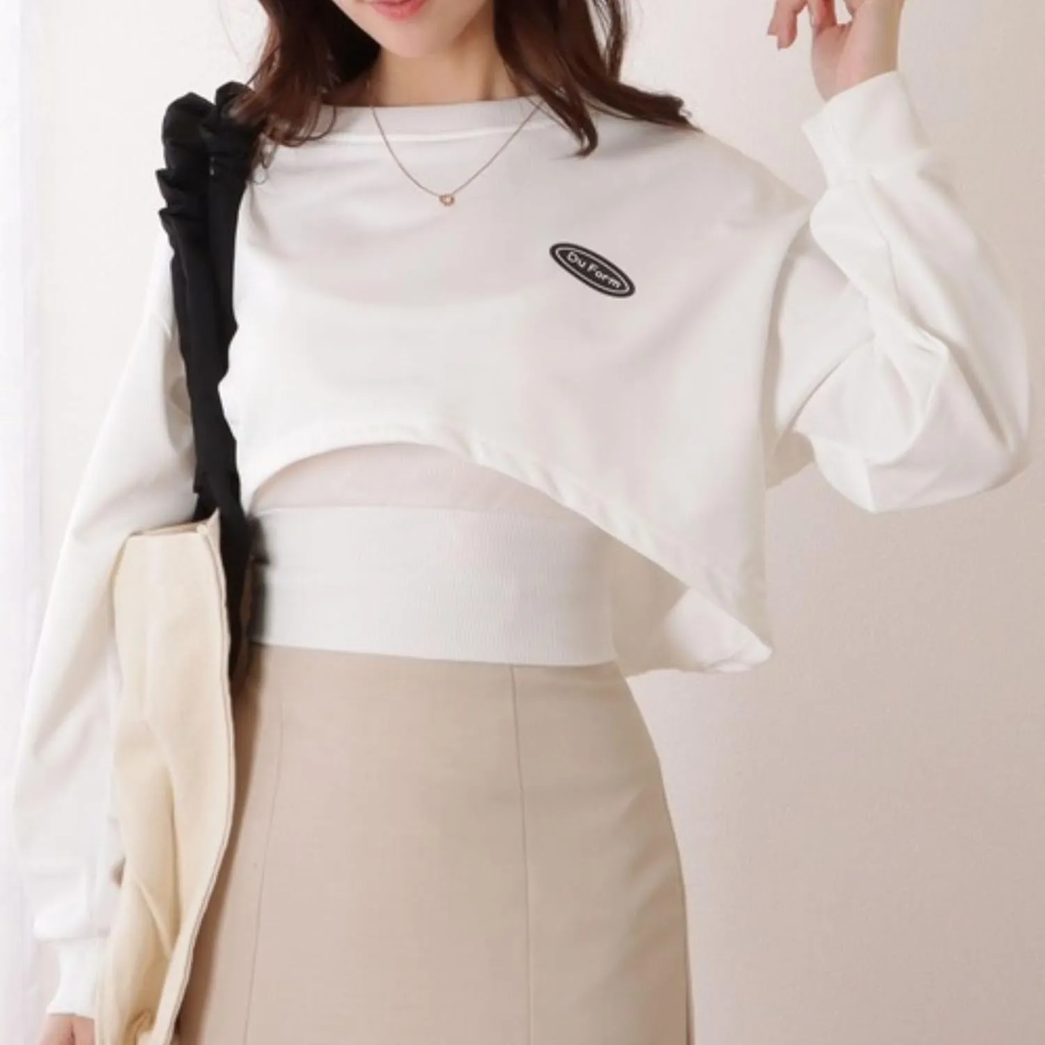 Chevara Womens Cropped Sweatshirts Batwing Sleeve Crew Neck Pullover Crop Tops