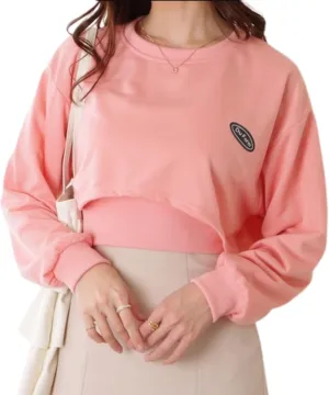 Chevara Womens Cropped Sweatshirts Batwing Sleeve Crew Neck Pullover Crop Tops