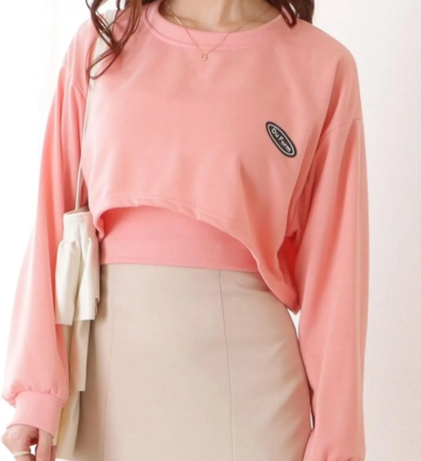 Chevara Womens Cropped Sweatshirts Batwing Sleeve Crew Neck Pullover Crop Tops