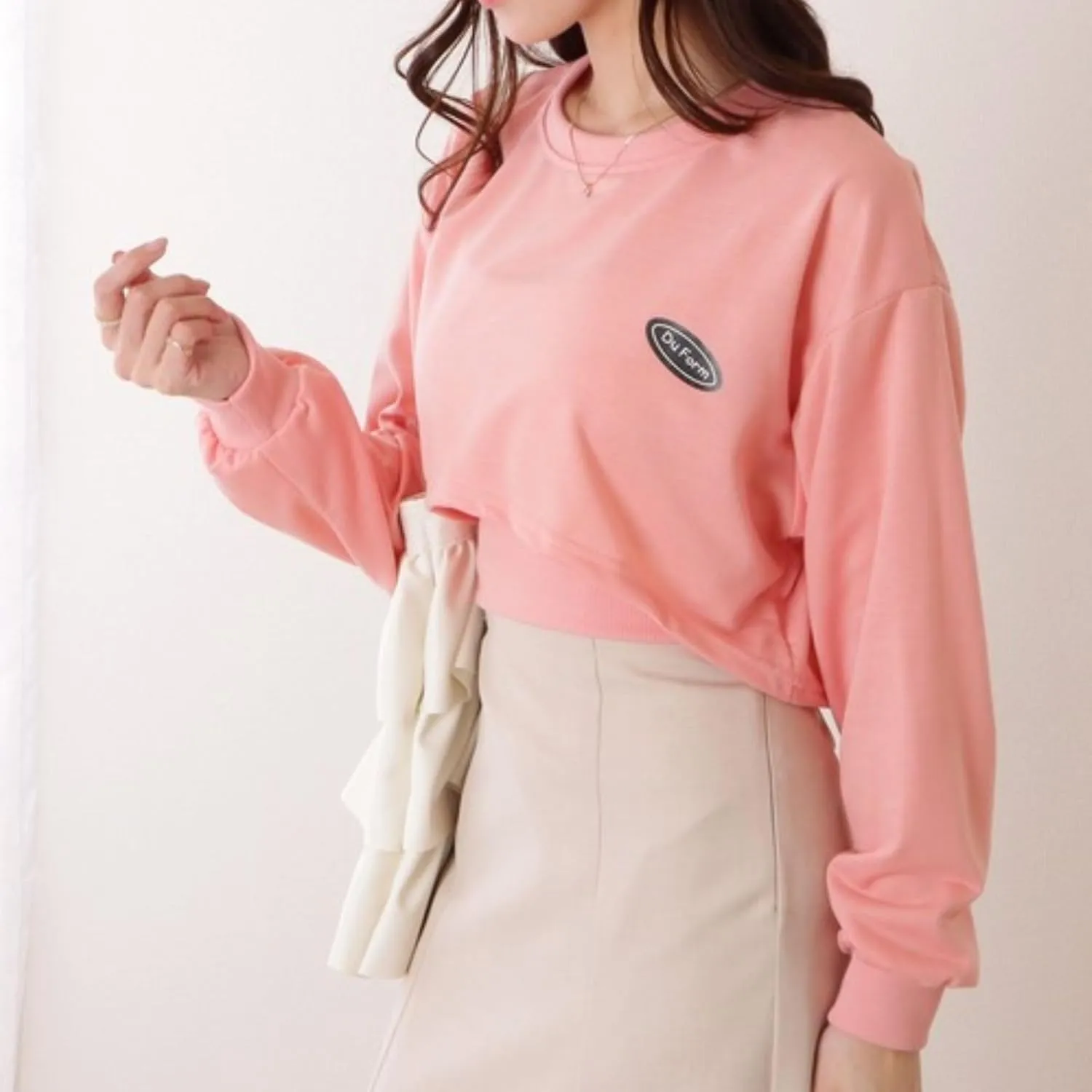 Chevara Womens Cropped Sweatshirts Batwing Sleeve Crew Neck Pullover Crop Tops