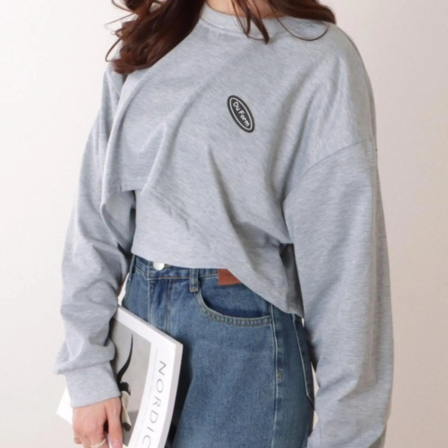 Chevara Womens Cropped Sweatshirts Batwing Sleeve Crew Neck Pullover Crop Tops