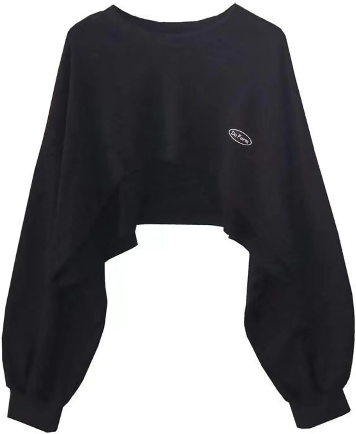 Chevara Womens Cropped Sweatshirts Batwing Sleeve Crew Neck Pullover Crop Tops