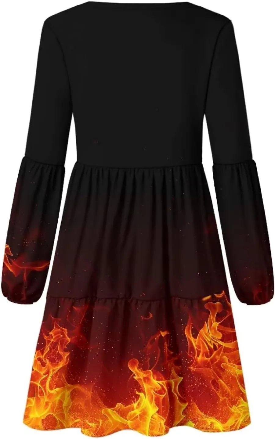 Cozeyat Women's Summer Casual Dresses Long Sleeve Autumn Puffy Dress A-Line Swing Midi Sundress