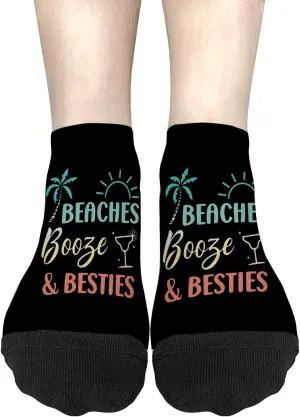 Crazy Sock For Men Womens No Show Socks, Beaches Bonfires Besties Sock, Funny Gifts For Mom