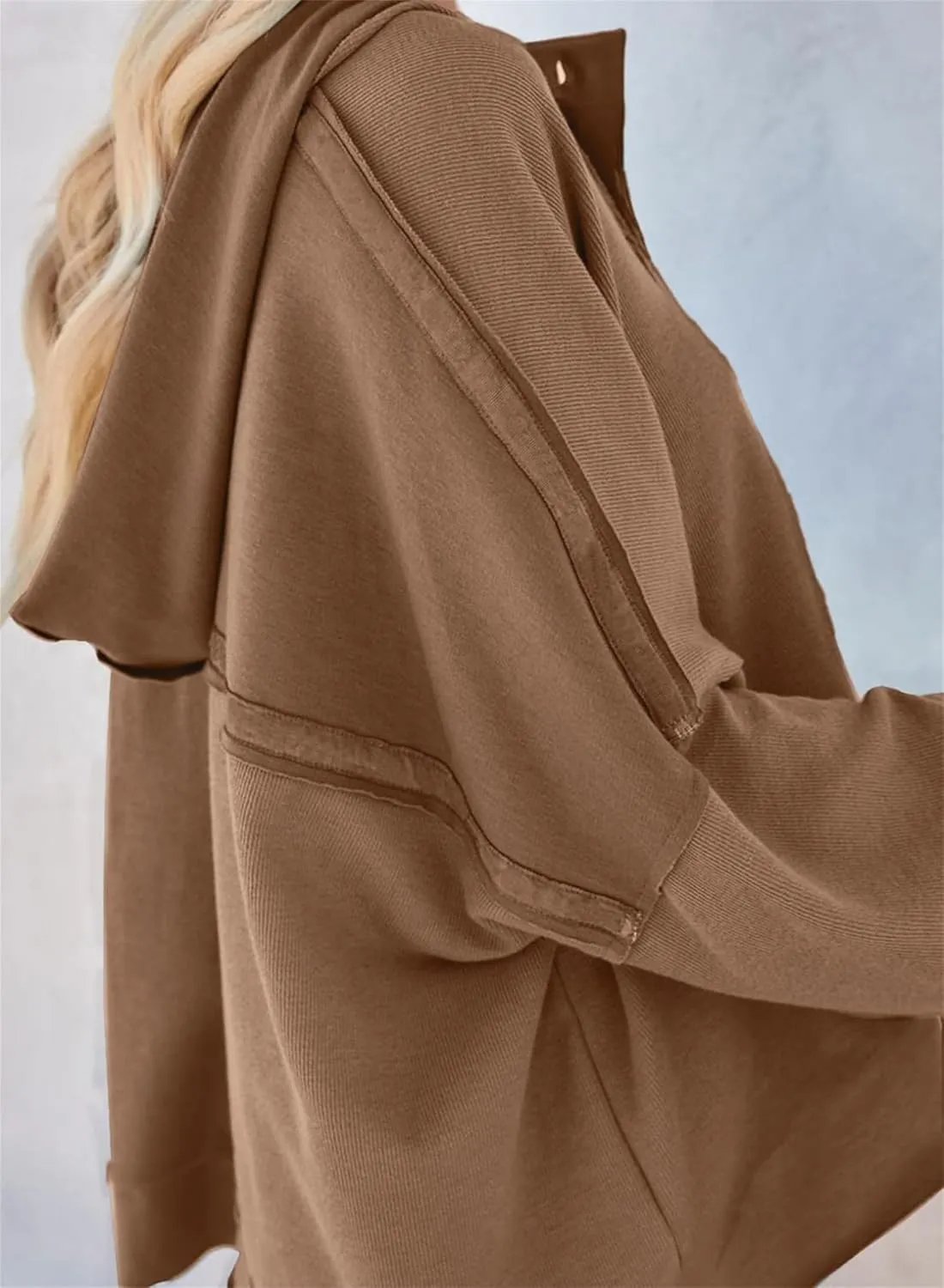 Cropped Trendy Hoodies For women V Neck Button Long Sleeve Lightweight Sweatshirts Casual Loose Pullover Tops 2025 New