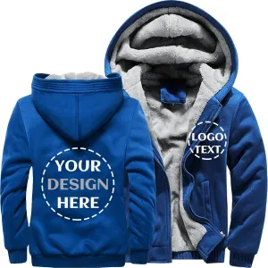 Custom Mens Hoodies Zip Up Sherpa Lined Fleece Heavyweight Sweatshirt Winter Warm Jacket Add Your Logo Text