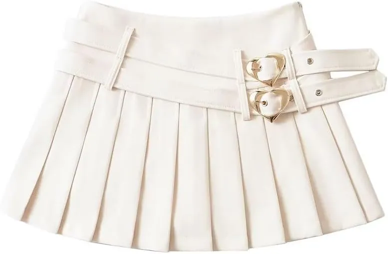 Cute Core Skirt Preppy Skirt with Belt Mini Skirt for Women Y2k Skirt Cutecore Cloth Pleated Mini Skirts