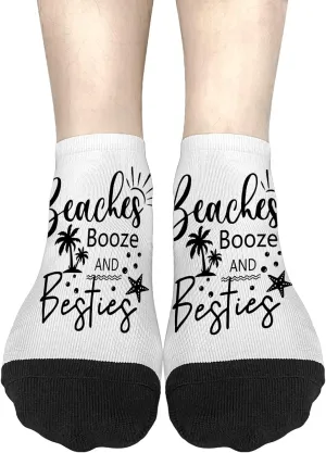 Cute Sock For Women Mens No Show Socks, Beaches Bonfires Besties Sock, Gifts For Men Who Have Everything