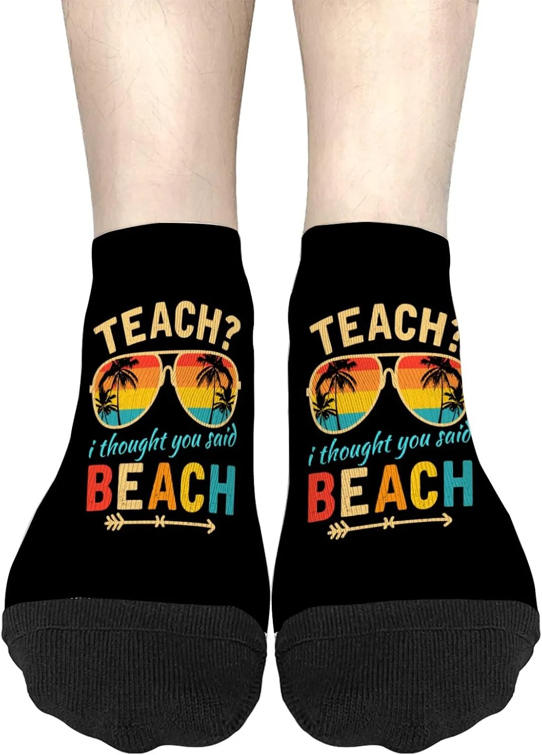 Cute Sock Womens No Show Socks, Teach I Thought You Said Beach Sock, White Elephant Gifts Funny