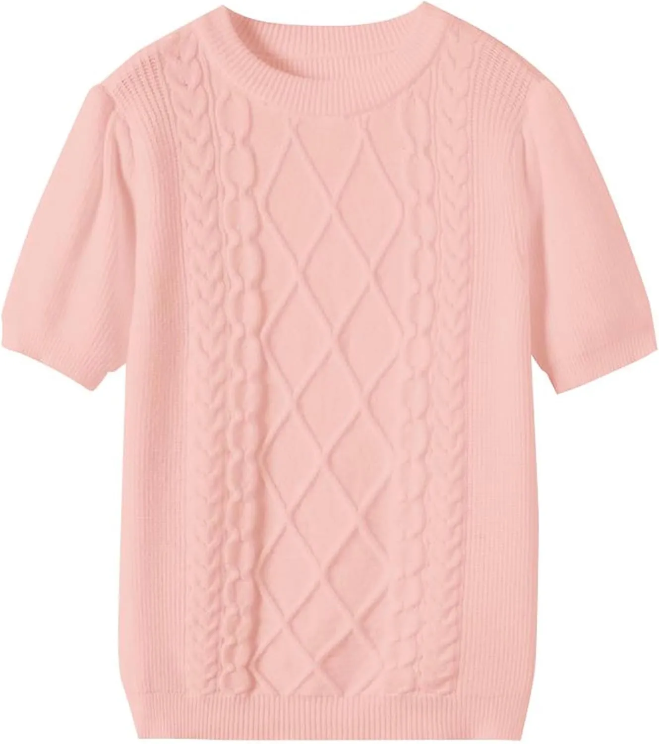 DAIMIDY Women's Short Sleeve Crew Neck Sweaters Lightweight Summer Sweater Casual Knit Pullover Tops