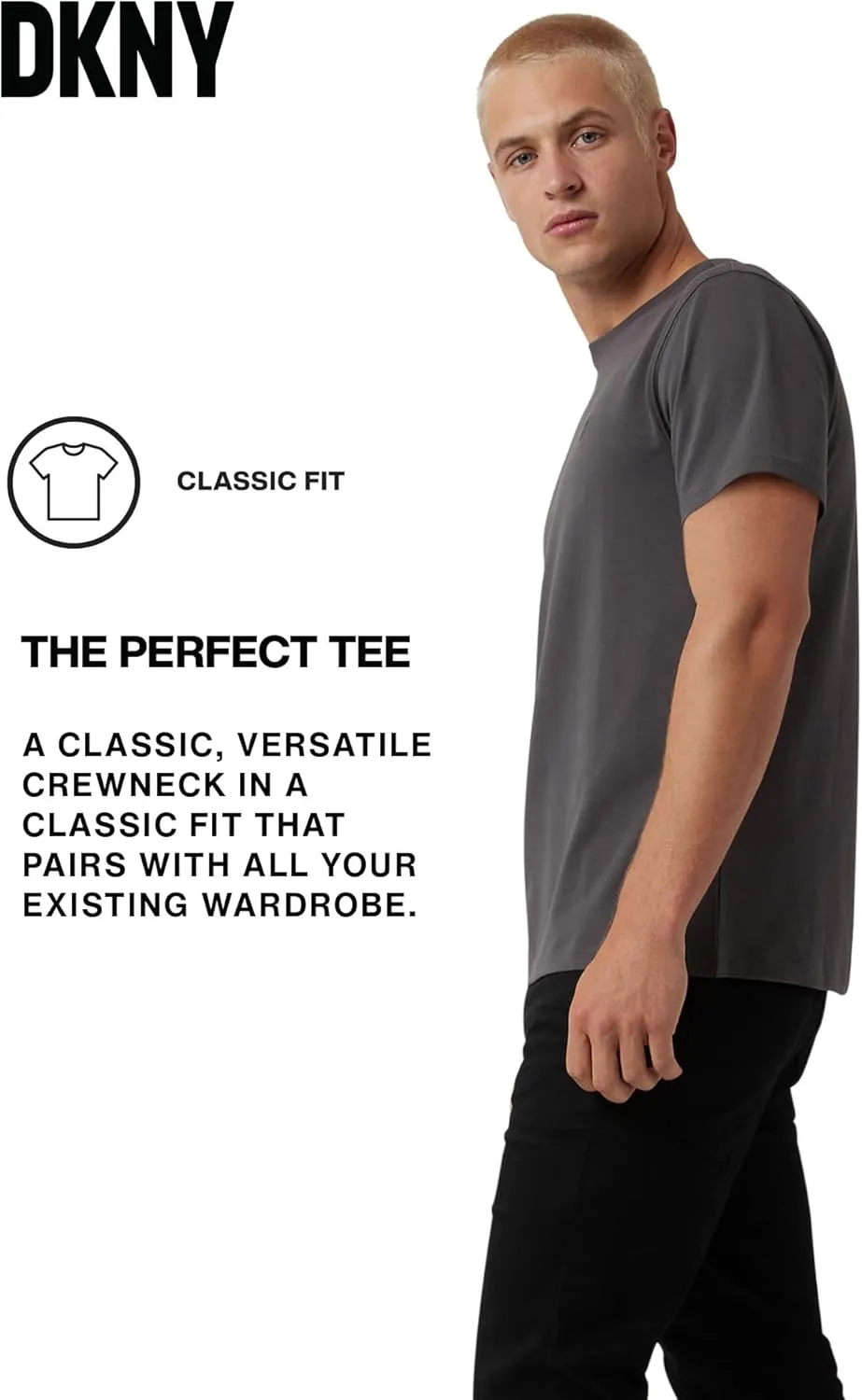 DKNY Mens Tshirts - Luxury Crew Neck T Shirts for Men | Premium Soft Mens Tshirts | Plain Dress Tee Shirts Men