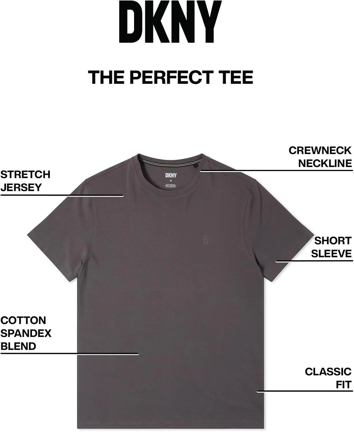 DKNY Mens Tshirts - Luxury Crew Neck T Shirts for Men | Premium Soft Mens Tshirts | Plain Dress Tee Shirts Men