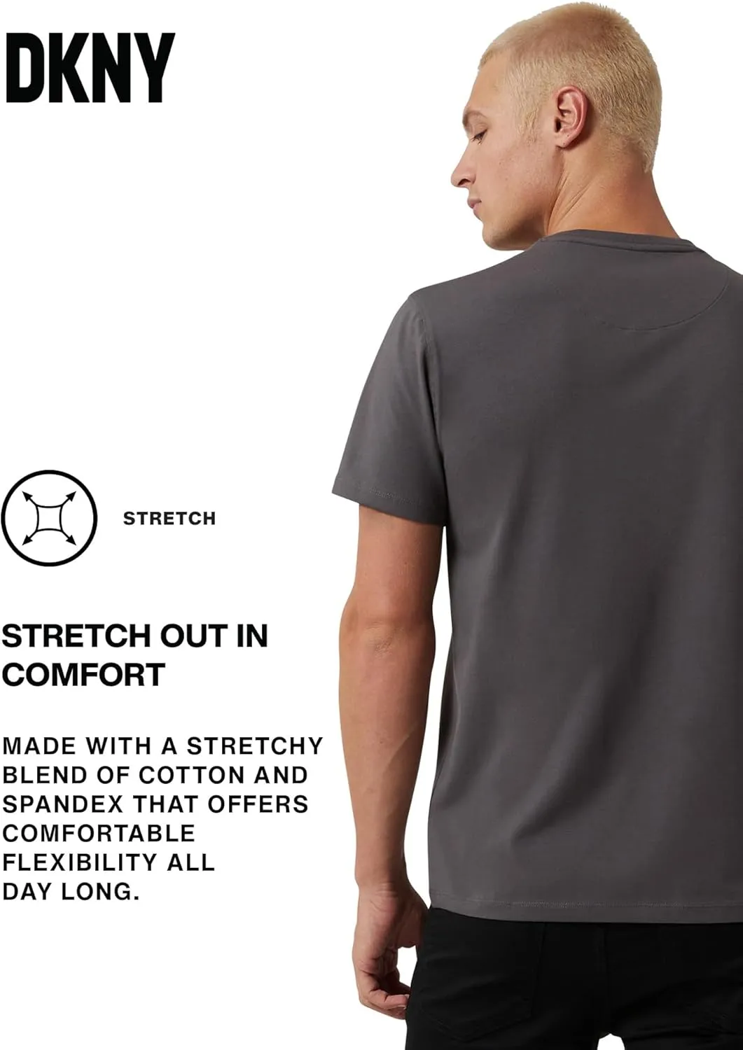 DKNY Mens Tshirts - Luxury Crew Neck T Shirts for Men | Premium Soft Mens Tshirts | Plain Dress Tee Shirts Men