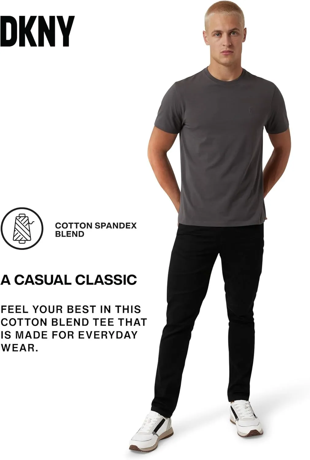 DKNY Mens Tshirts - Luxury Crew Neck T Shirts for Men | Premium Soft Mens Tshirts | Plain Dress Tee Shirts Men