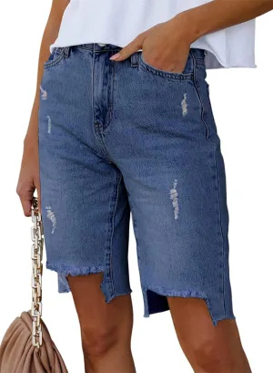 Dokotoo Women's Shorts Cotton Long Hiking Cargo Shorts for Women Bermuda 2024 Summer High Waisted Shorts Casual Golf Shorts