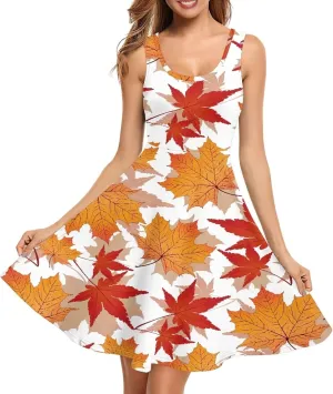 Dolyues Women Dresses Sleeveless Shirt Dress Casual Sundress A-line Swing Tunic Dresses with Pockets