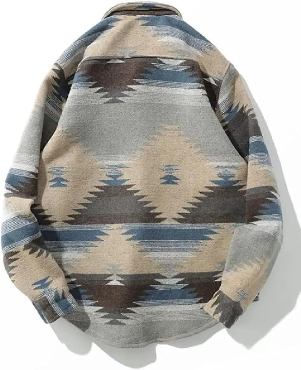 FindThy Mens Brushed Flannel Shirts Ethnic Aztec Print Button Up Lapel Tribal Shirt Jacket Shacket