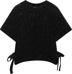 FindThy Womens Chunky Cropped Sweater Vest Side Bow Tie Crew Neck Trendy Pullover Knit Tank Tops