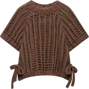 FindThy Womens Chunky Cropped Sweater Vest Side Bow Tie Crew Neck Trendy Pullover Knit Tank Tops