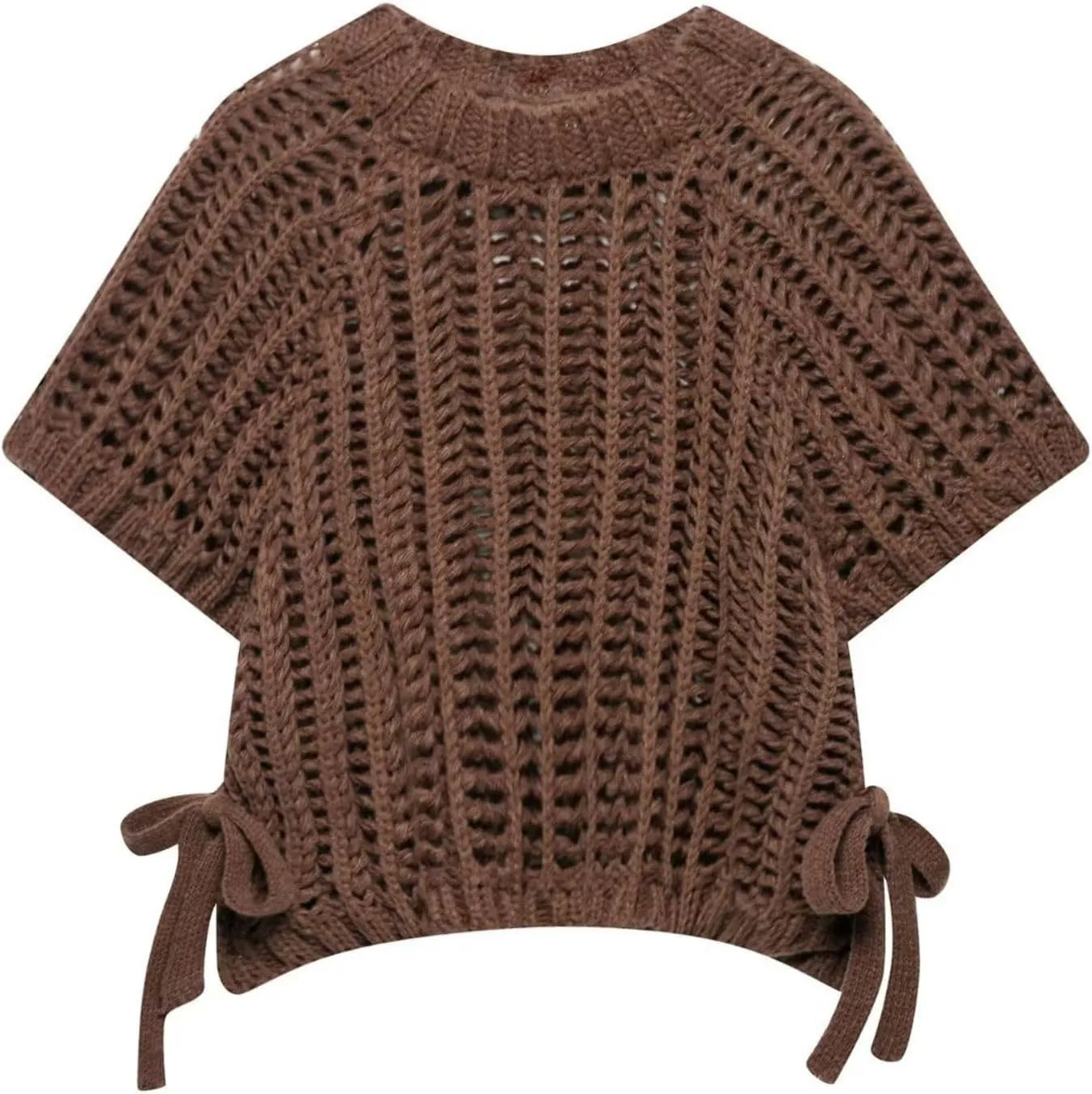 FindThy Womens Chunky Cropped Sweater Vest Side Bow Tie Crew Neck Trendy Pullover Knit Tank Tops