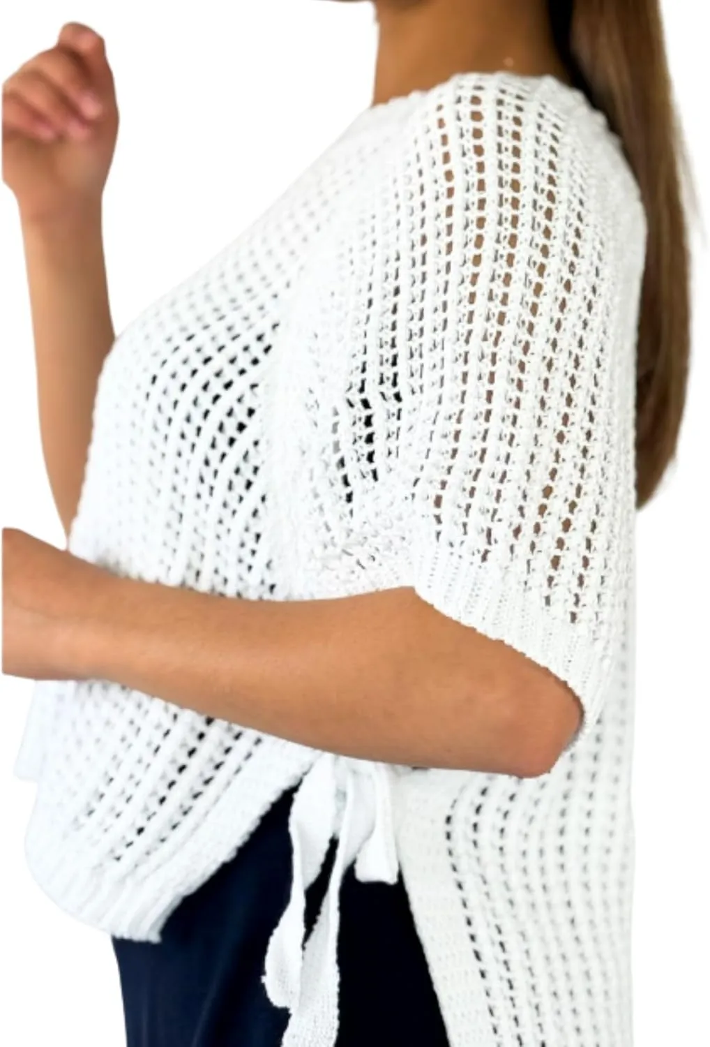 FindThy Womens Chunky Cropped Sweater Vest Side Bow Tie Crew Neck Trendy Pullover Knit Tank Tops